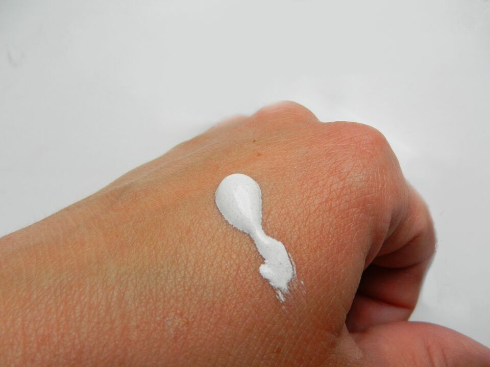 Picture of intenskin cream in hand, from a study by Elizabeth of Dublin